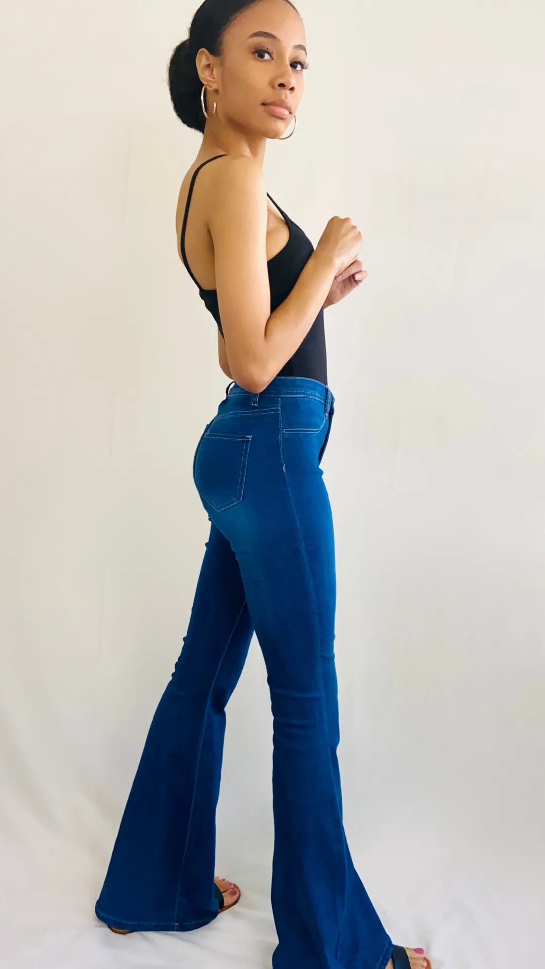 High Waist Bell Bottom Jeans- Indigo