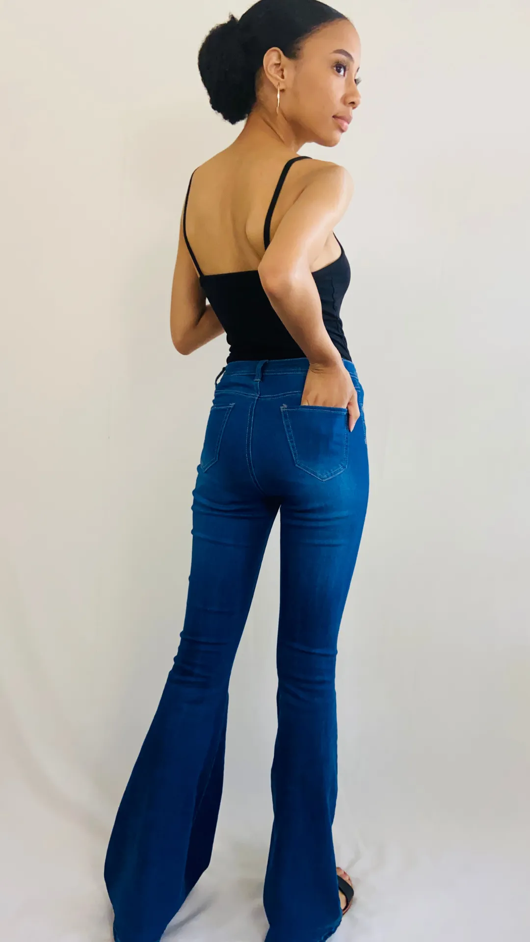 High Waist Bell Bottom Jeans- Indigo