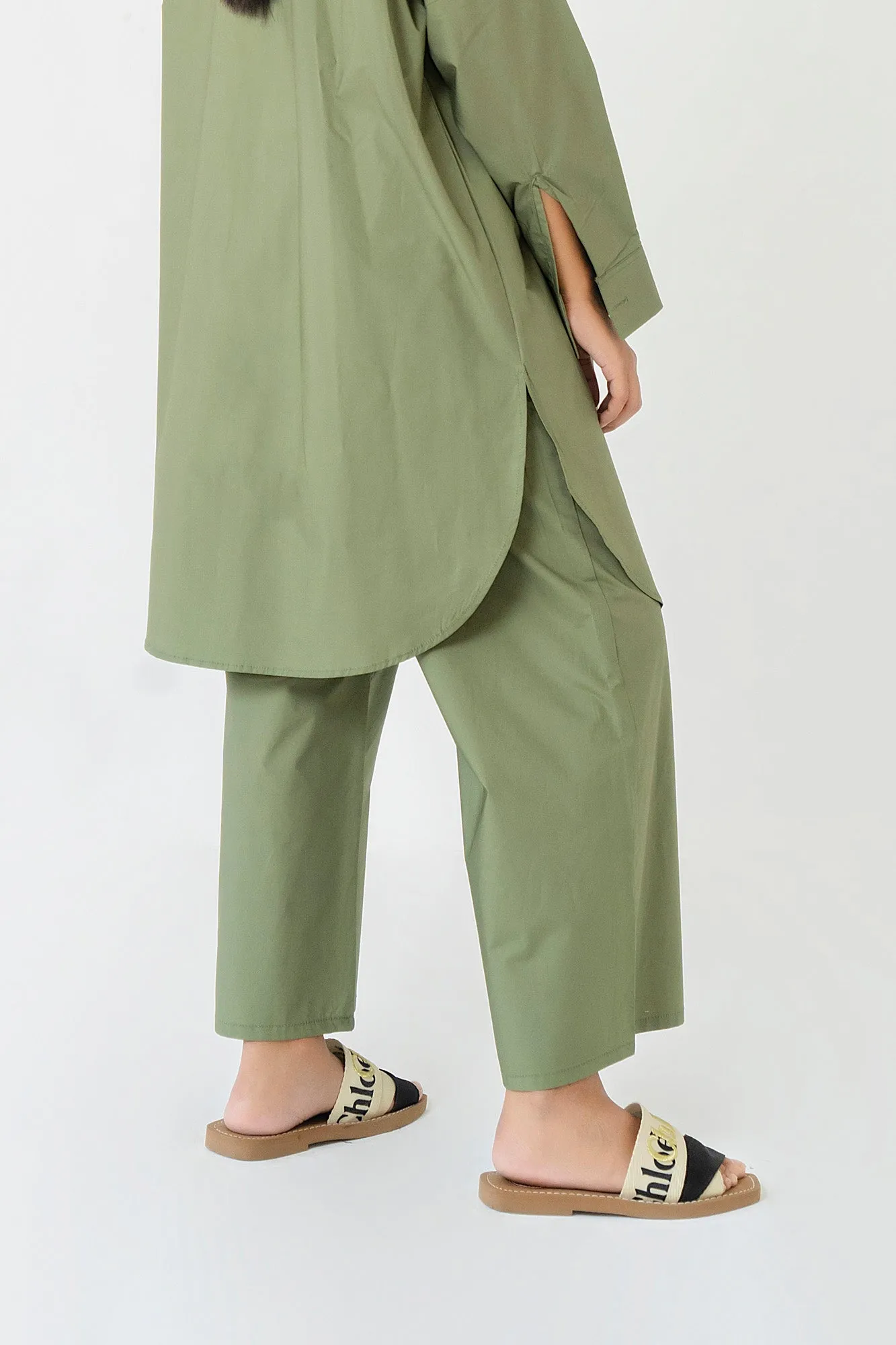 High Waisted Culotte Pant - Sage Green