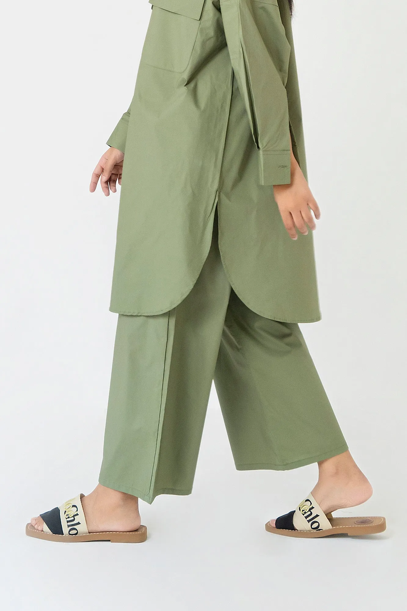 High Waisted Culotte Pant - Sage Green