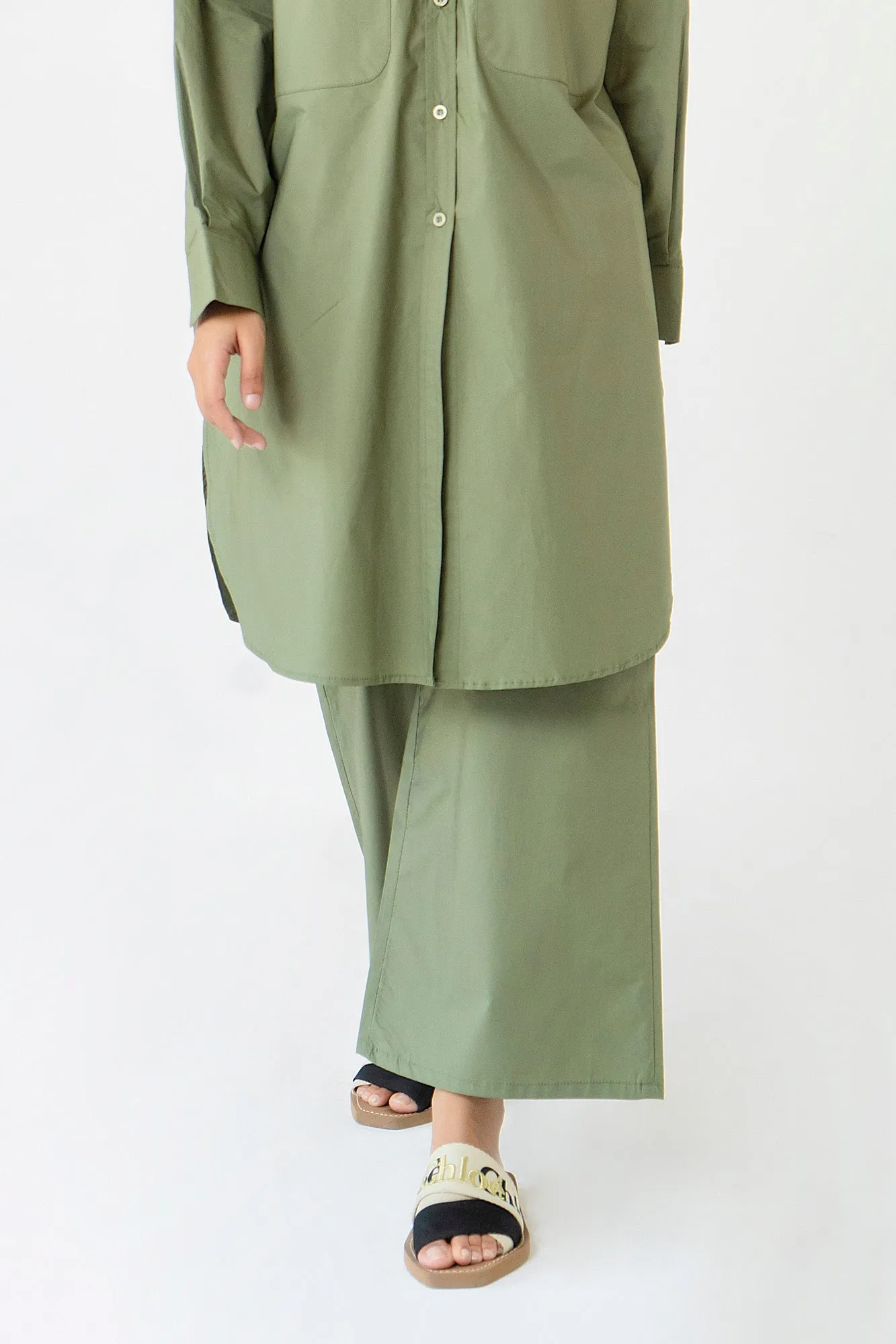 High Waisted Culotte Pant - Sage Green