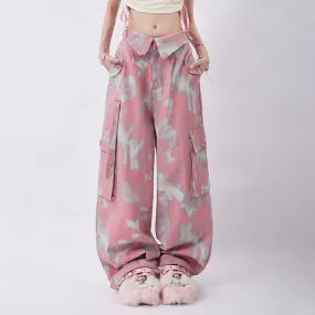 High-waisted Pink Camo Cargo Pants