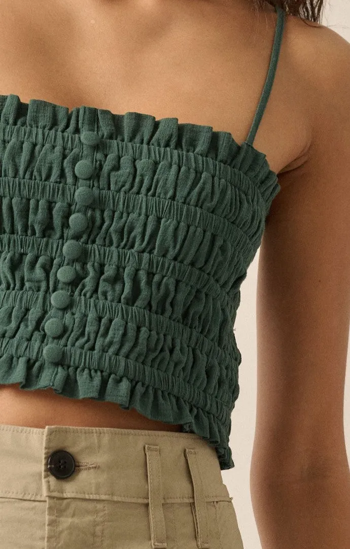 Jianna Pine Green Smocked Top