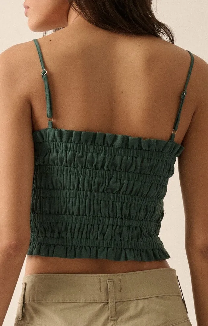 Jianna Pine Green Smocked Top