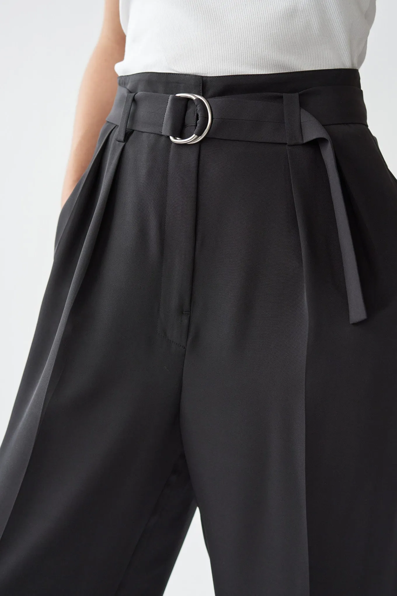 JOSEPH PANTS - BLACK - RAW SILK