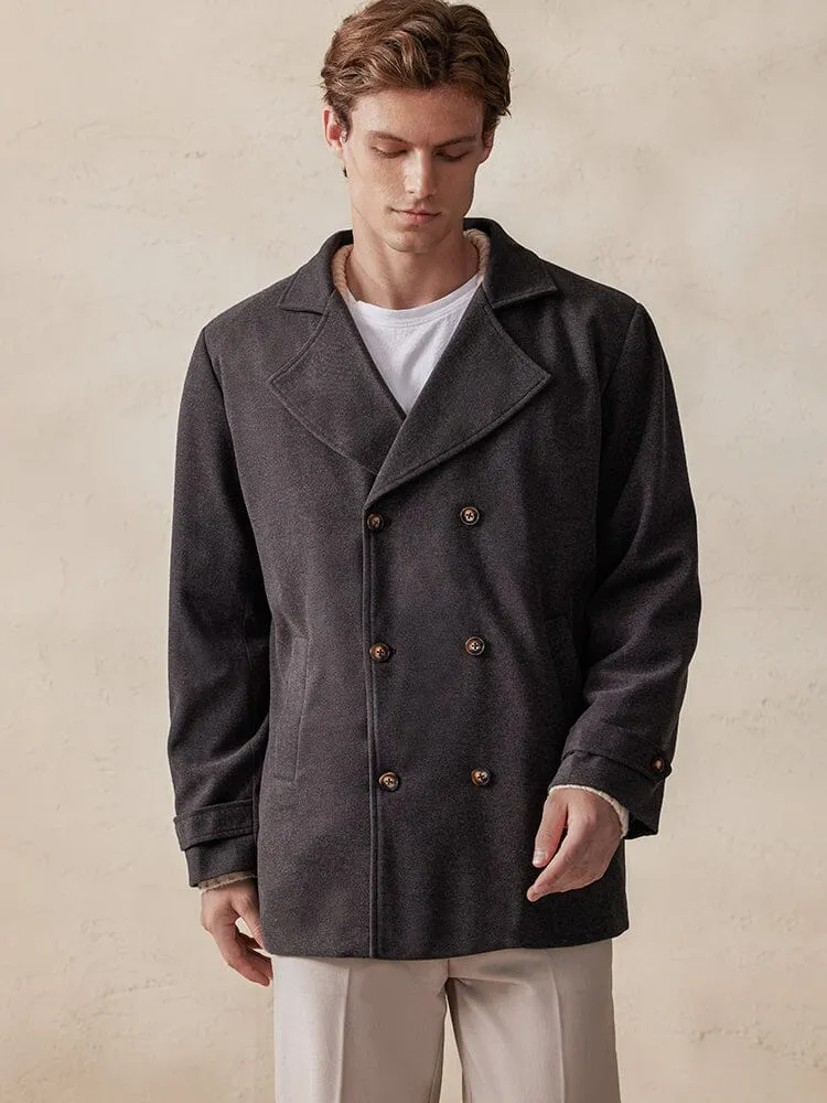 Lapel Double-Breasted Tweed Coat