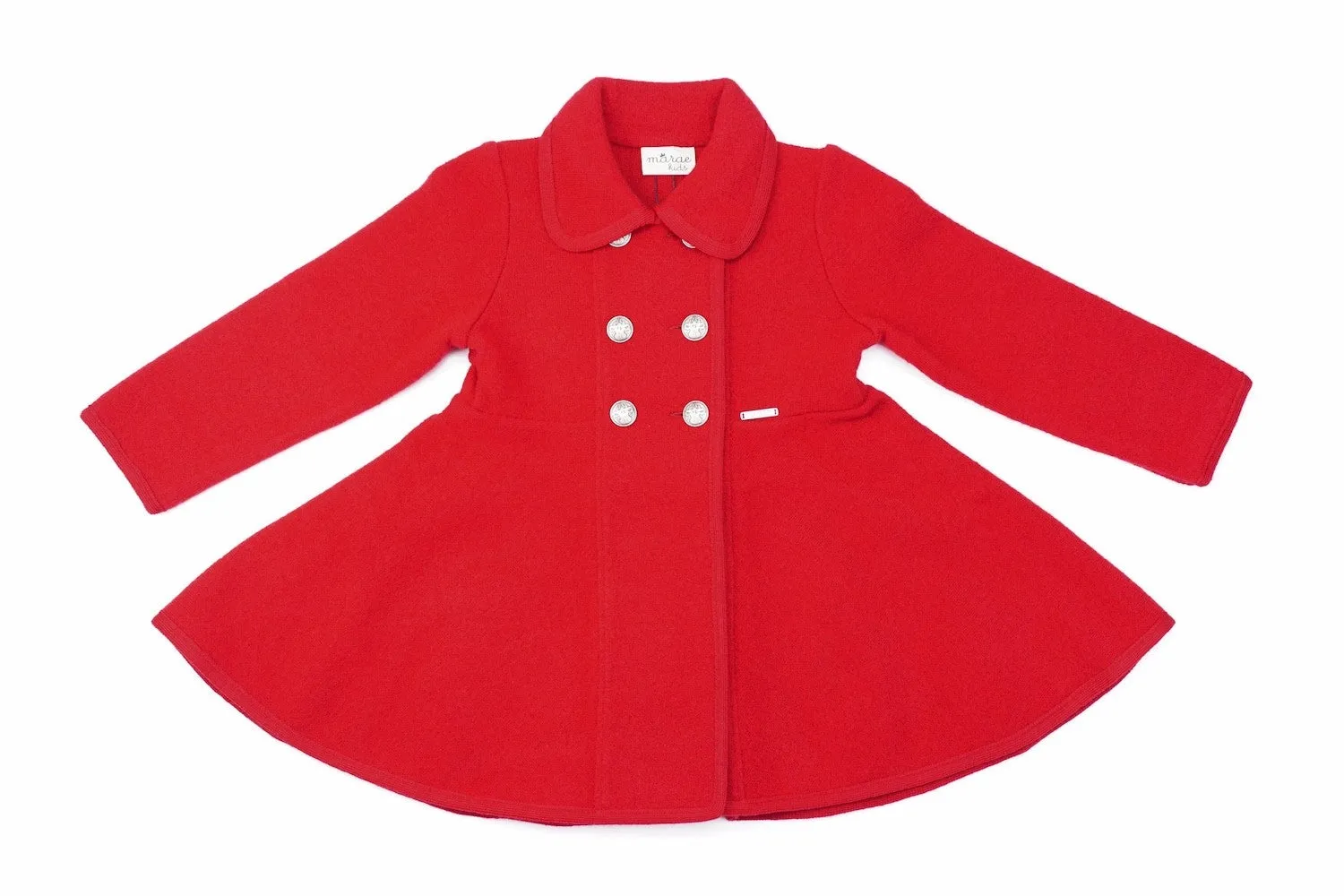 Marae Girls Dress Coat - Double Breasted Twirl Coat - Red