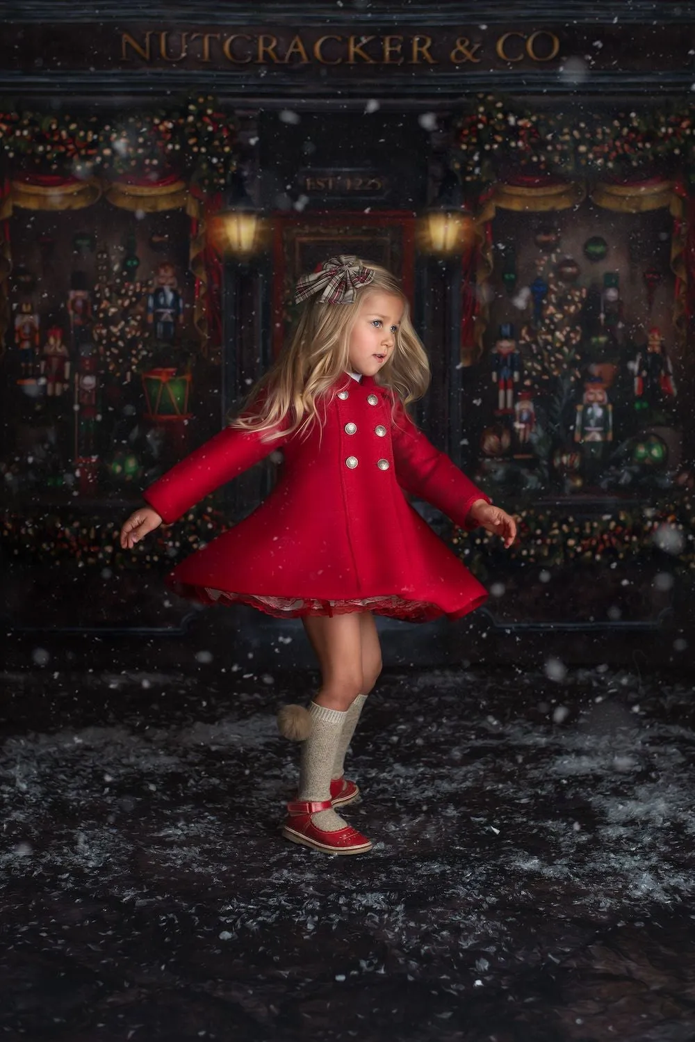 Marae Girls Dress Coat - Double Breasted Twirl Coat - Red