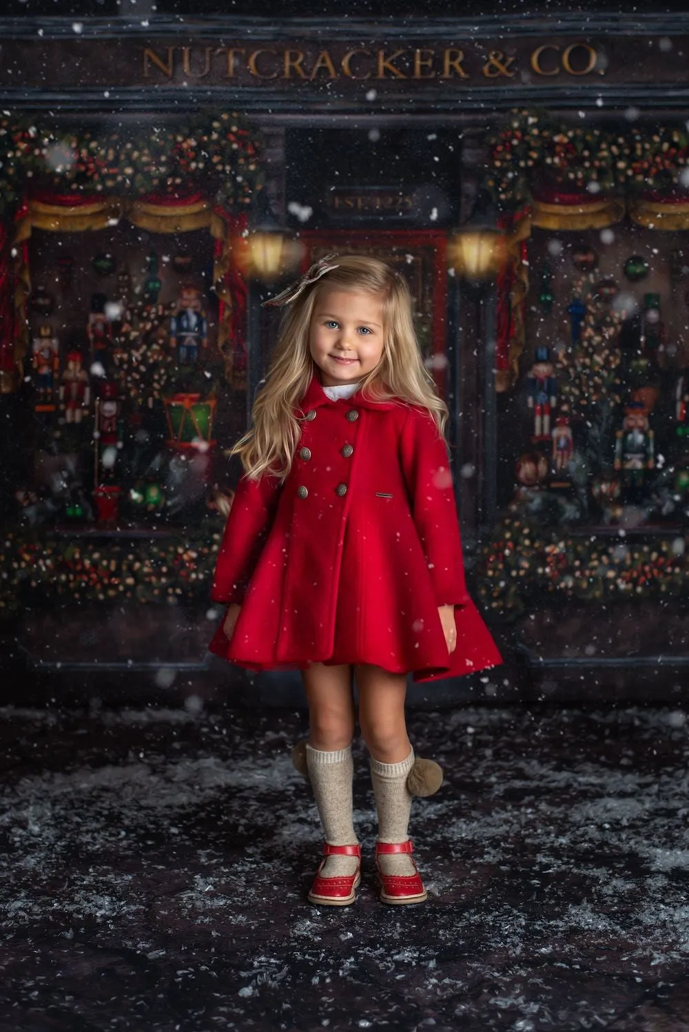 Marae Girls Dress Coat - Double Breasted Twirl Coat - Red