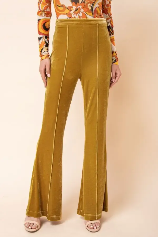 Mustard high waisted velvet pants