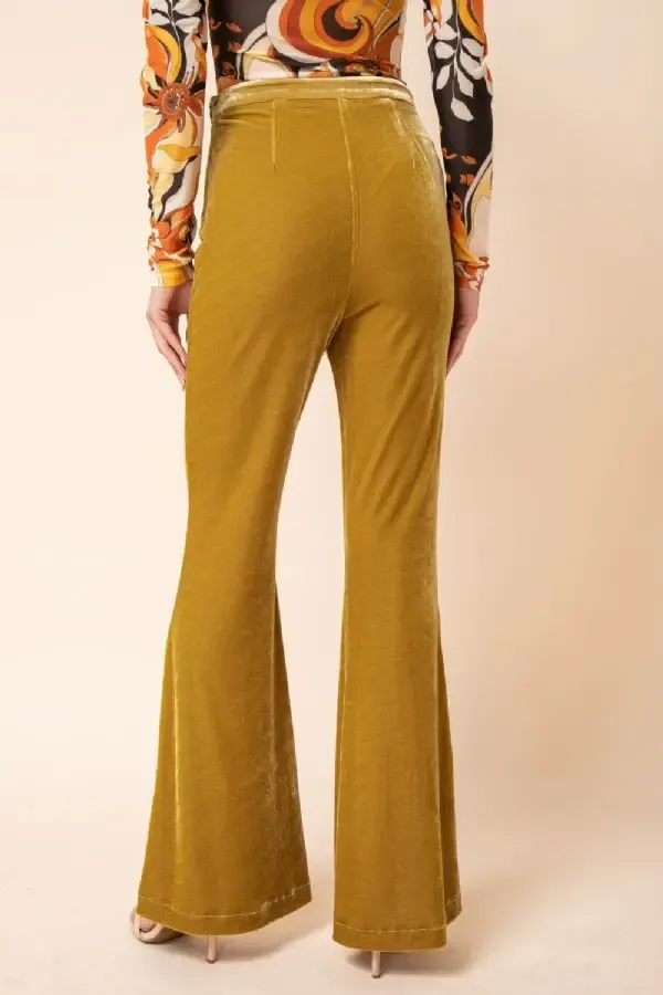 Mustard high waisted velvet pants