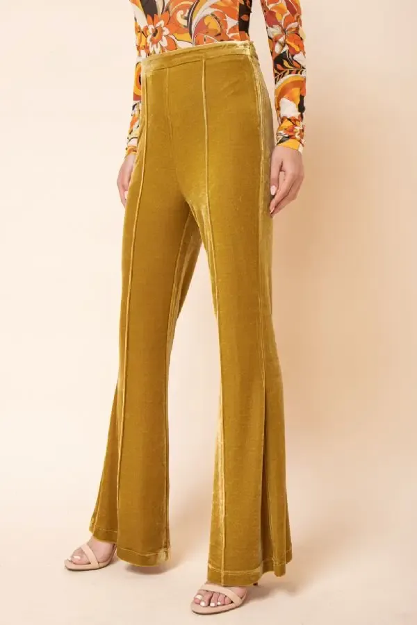 Mustard high waisted velvet pants