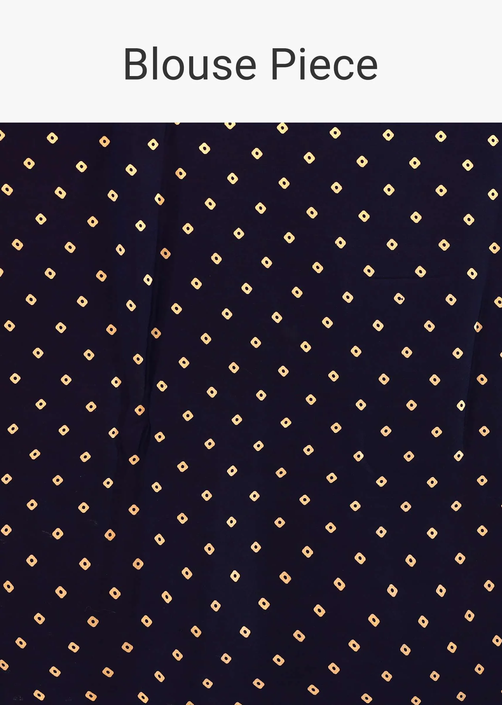 Navy Blue Saree In Satin With Ajrakh Handblock Geometric Print