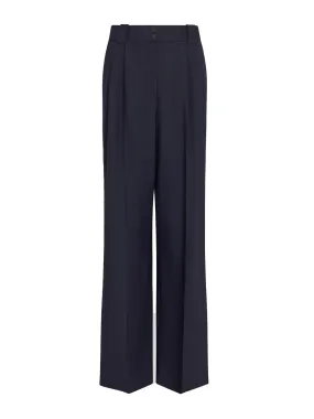 Navy Margot new wool wide leg trousers