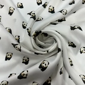 Panda Print Poly Charmeuse Satin Fabric