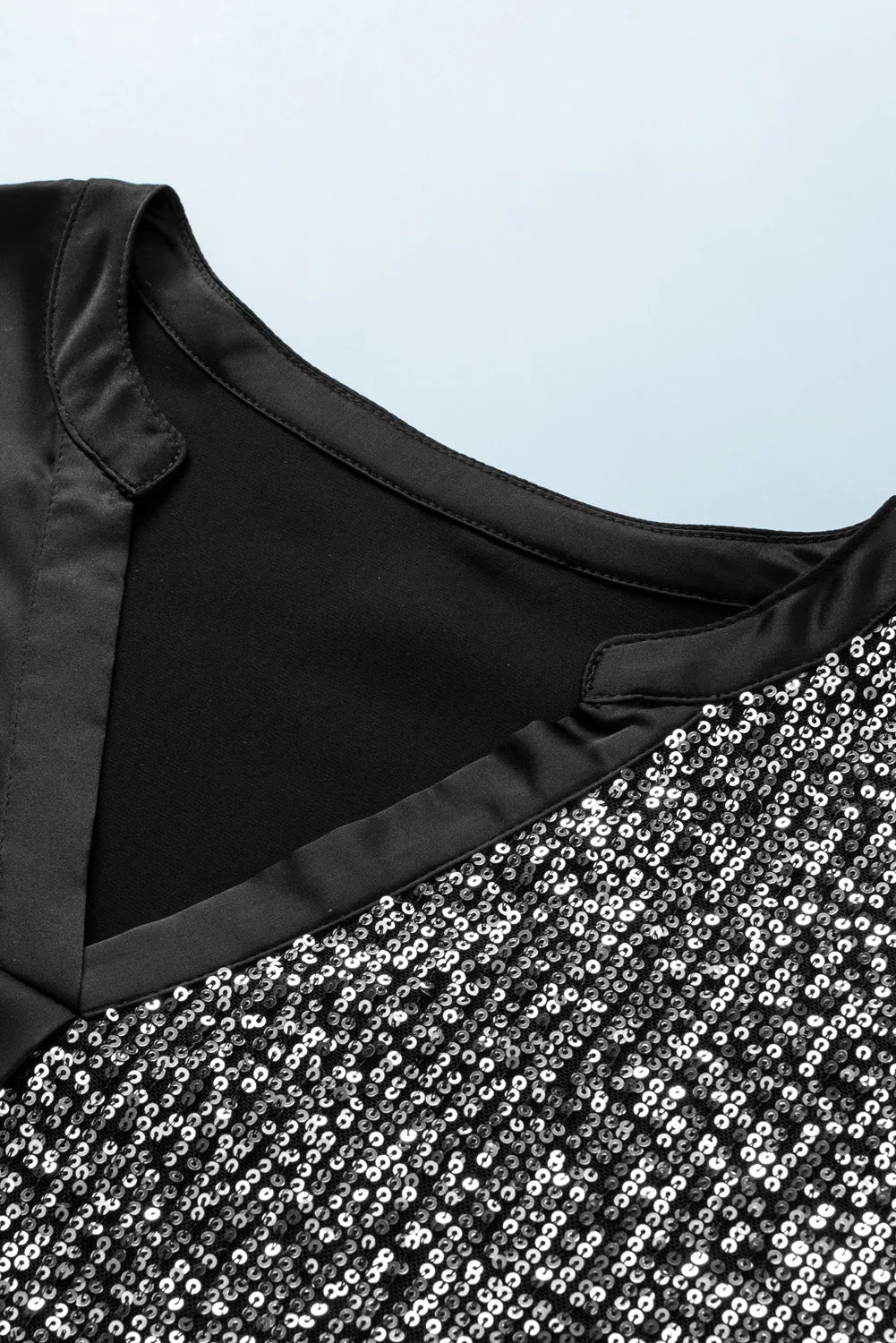 Plus Size Sequined V Neck Tee
