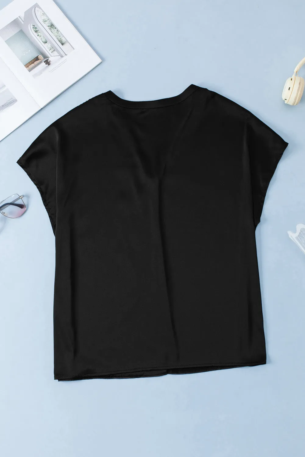 Plus Size Sequined V Neck Tee