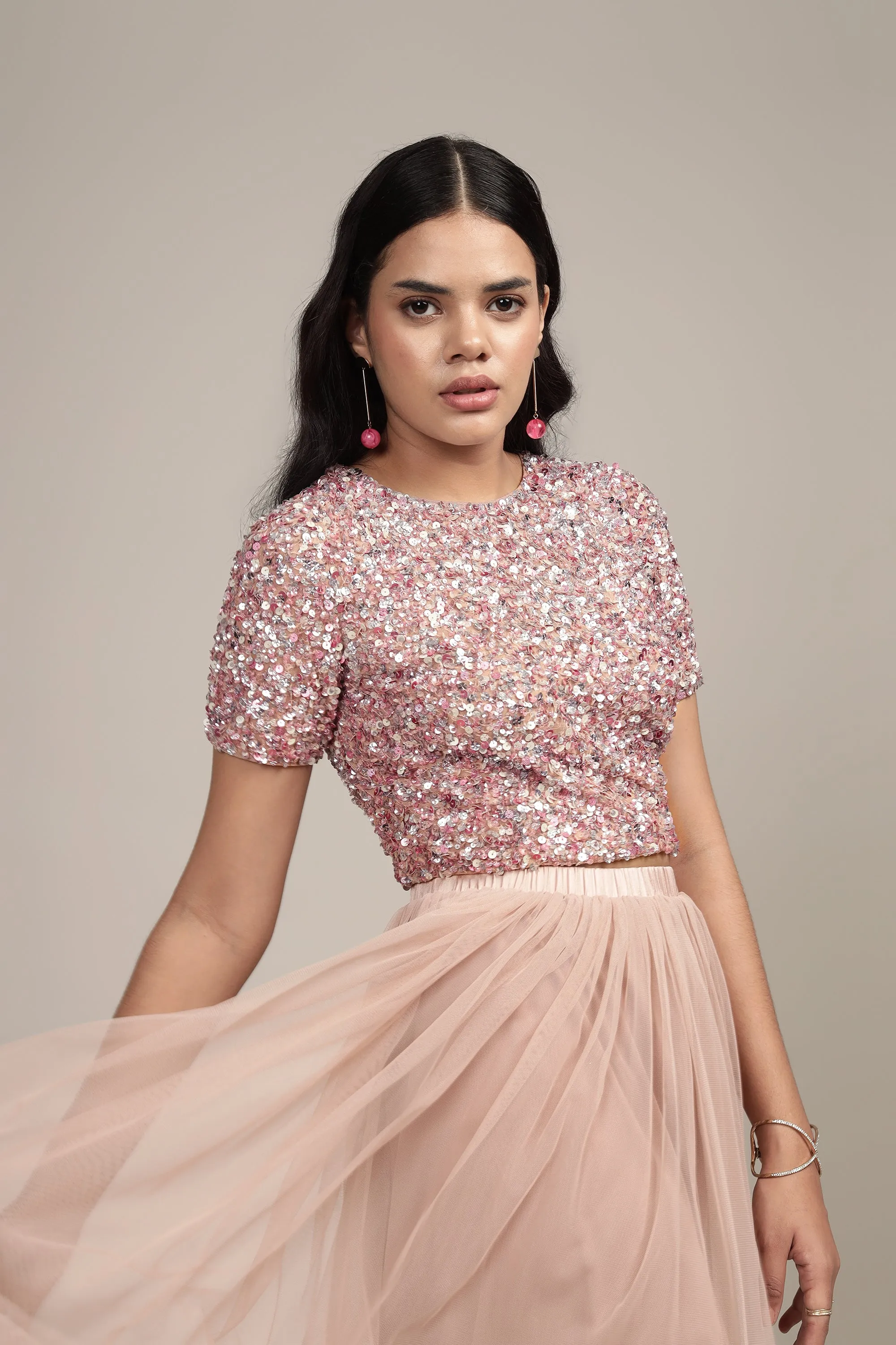 Priya Picasso Embellished Top in Mauve