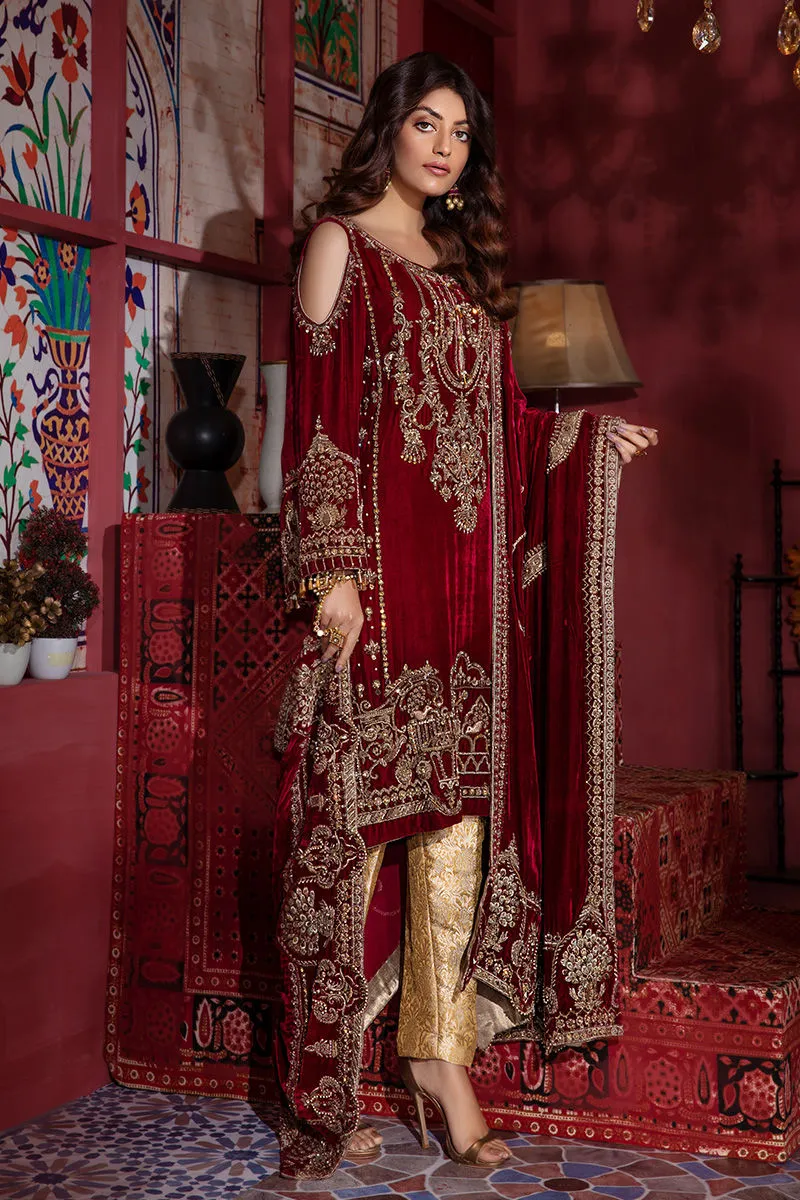 Red Velvet Salwar Kameez Pakistani Wedding Dresses