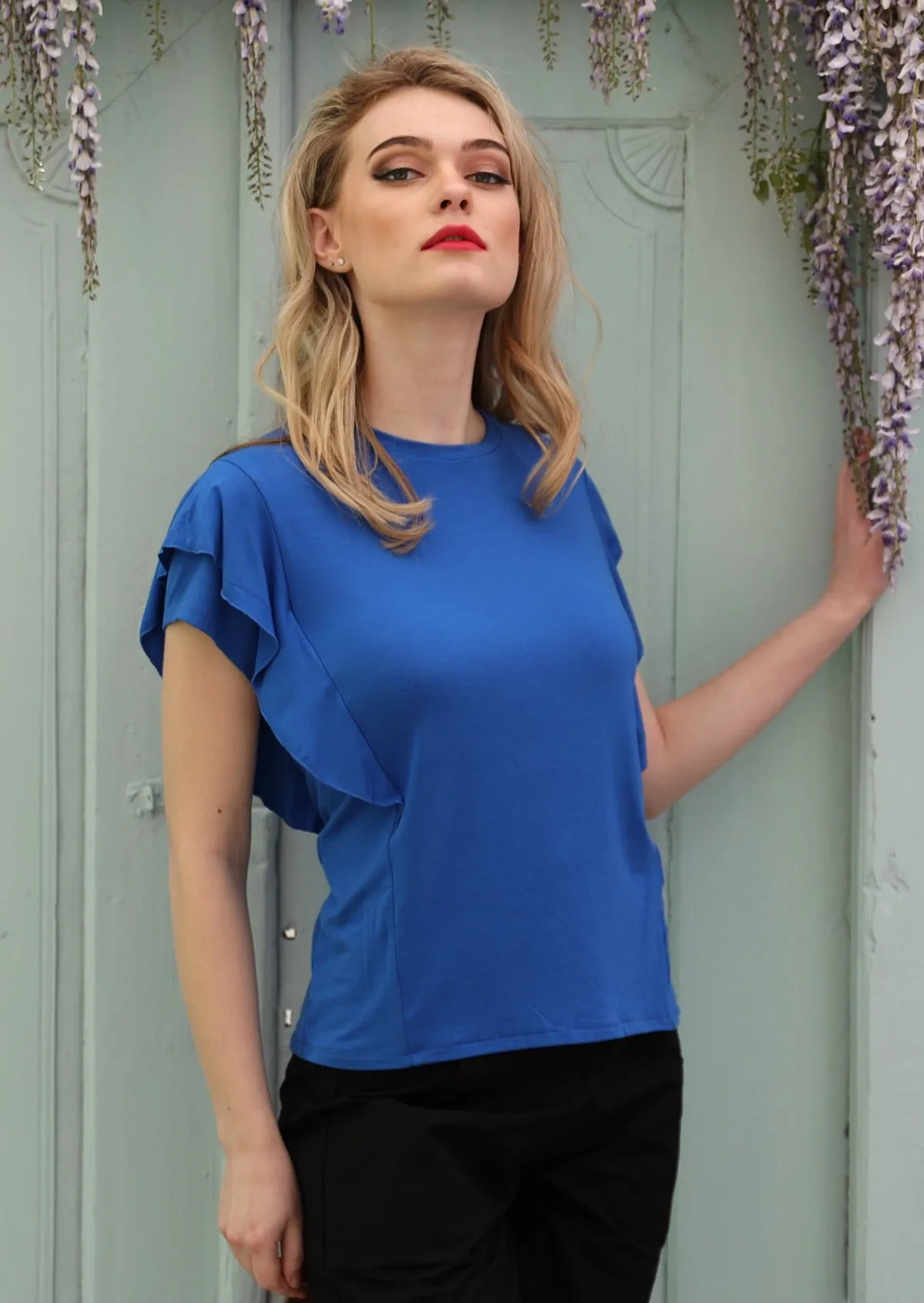 Ruffle Tee Electric Blue