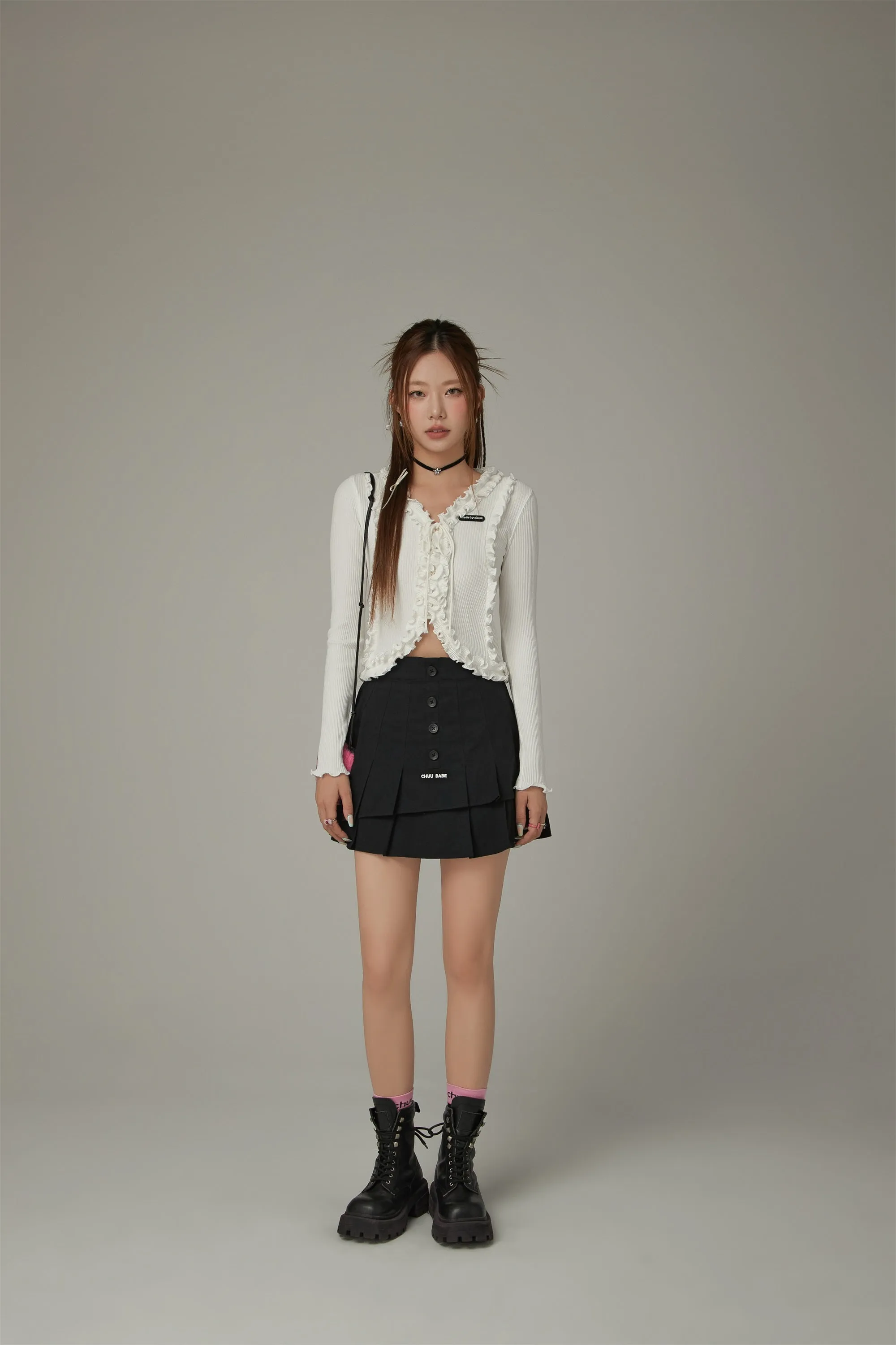 Ruffle Tie Up Long Sleeve Top