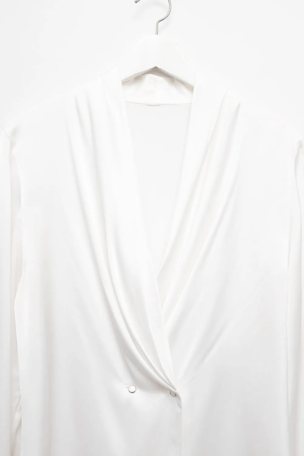 SATIN LIQUID WHITE WRAP BLOUSE