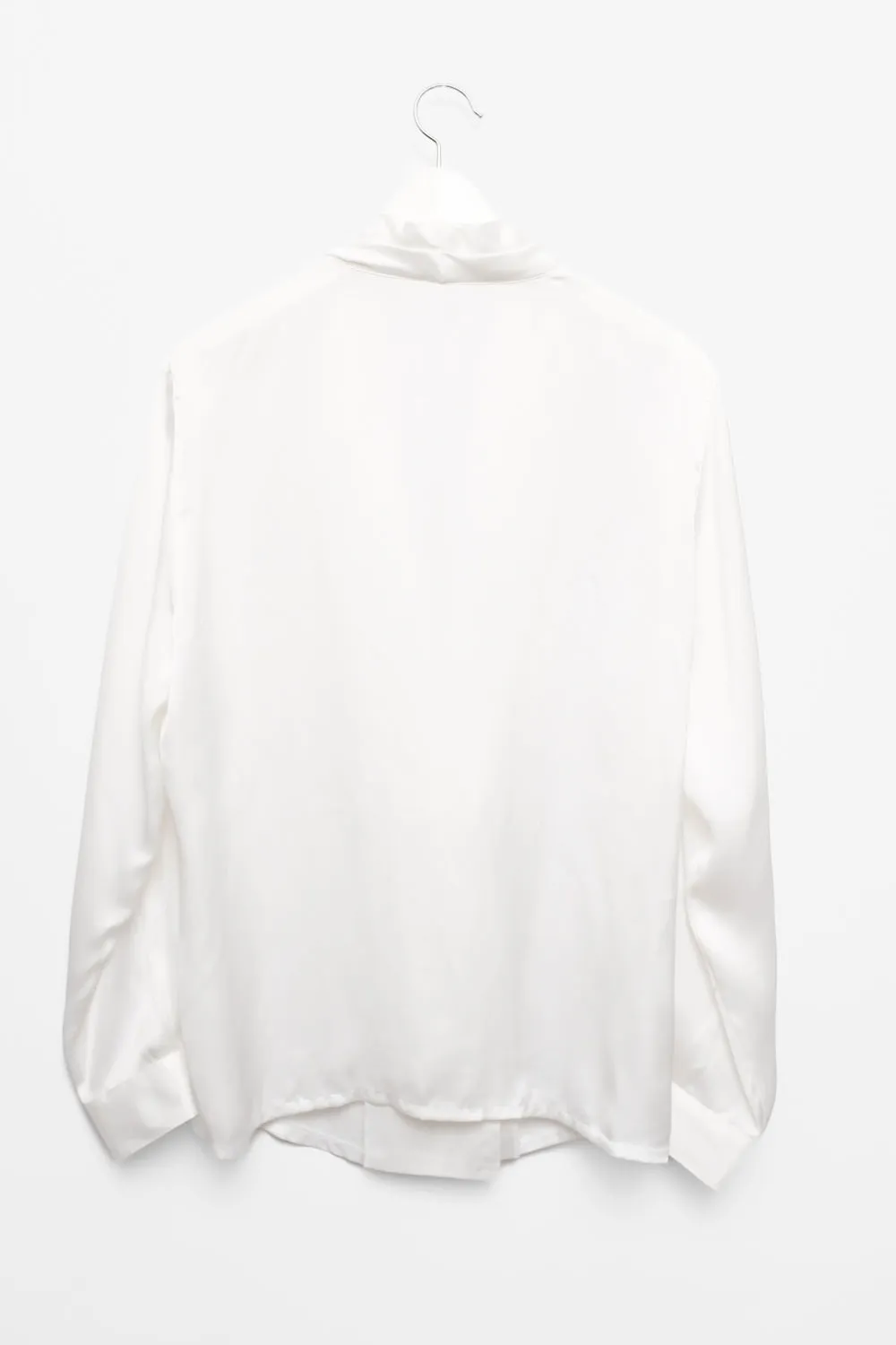 SATIN LIQUID WHITE WRAP BLOUSE