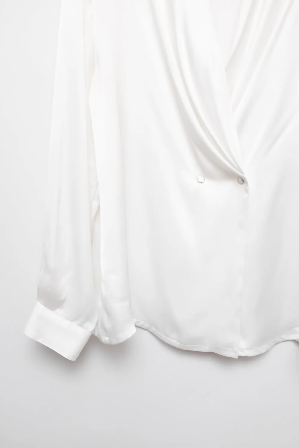 SATIN LIQUID WHITE WRAP BLOUSE