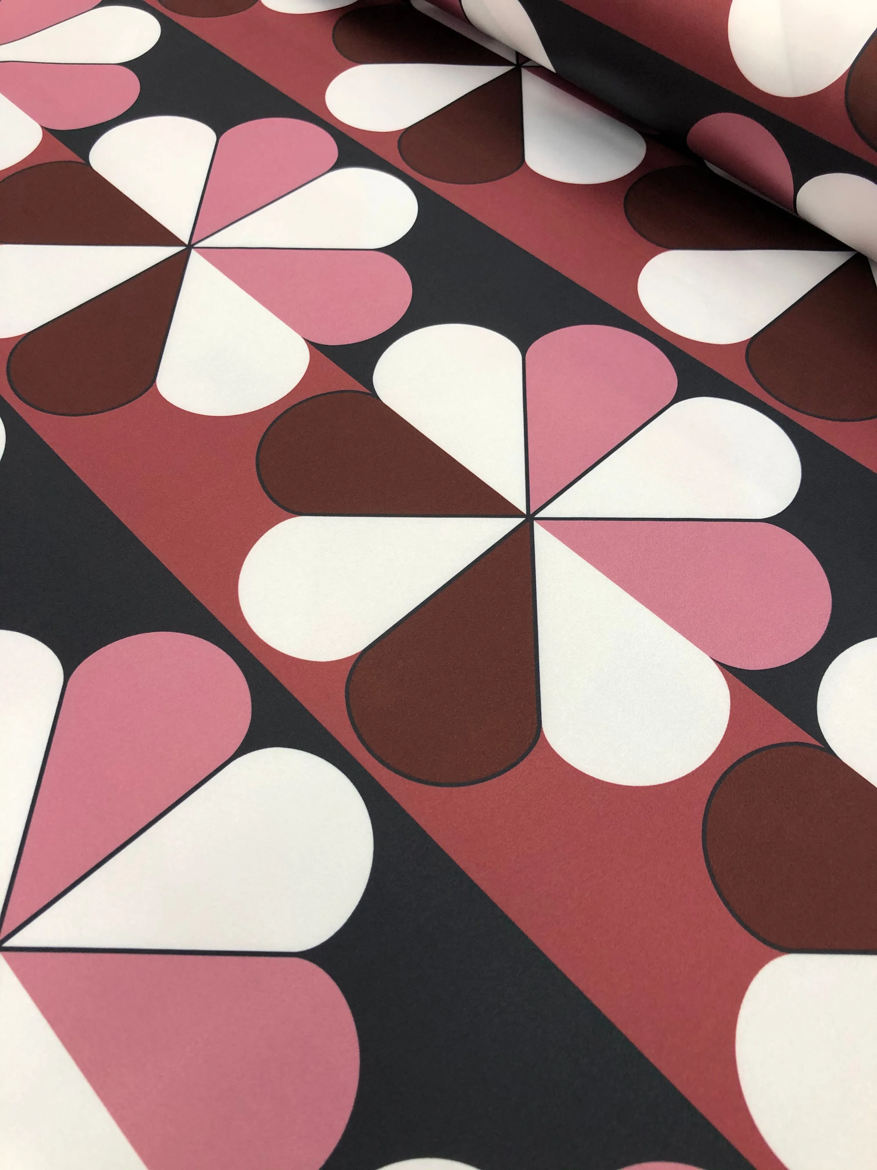 Satin Prints  - Clover Burgundy