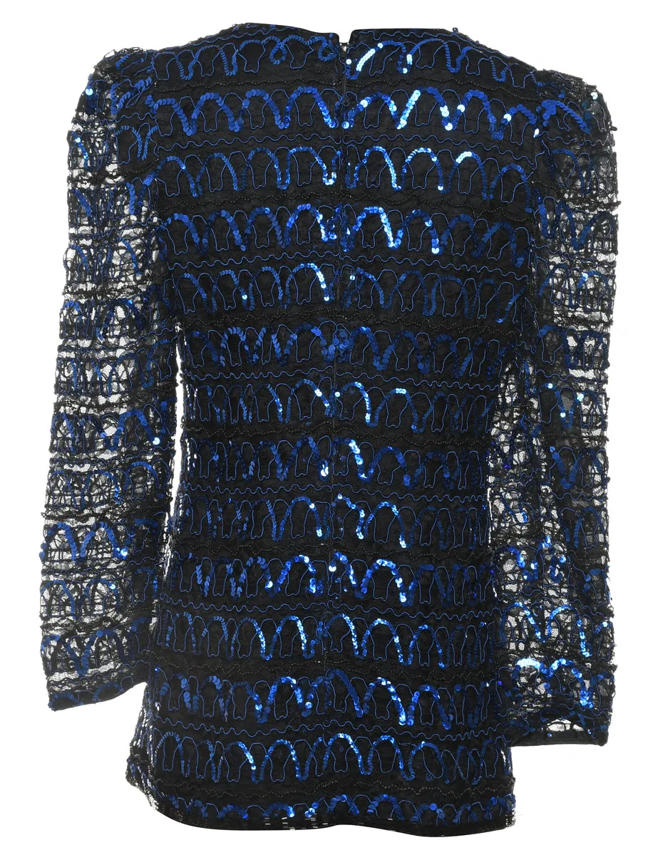 Sequined Lace Party Top - M