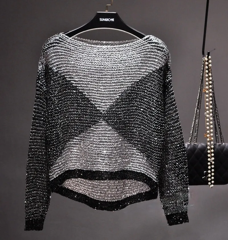 Sequined Long-Sleeve Top