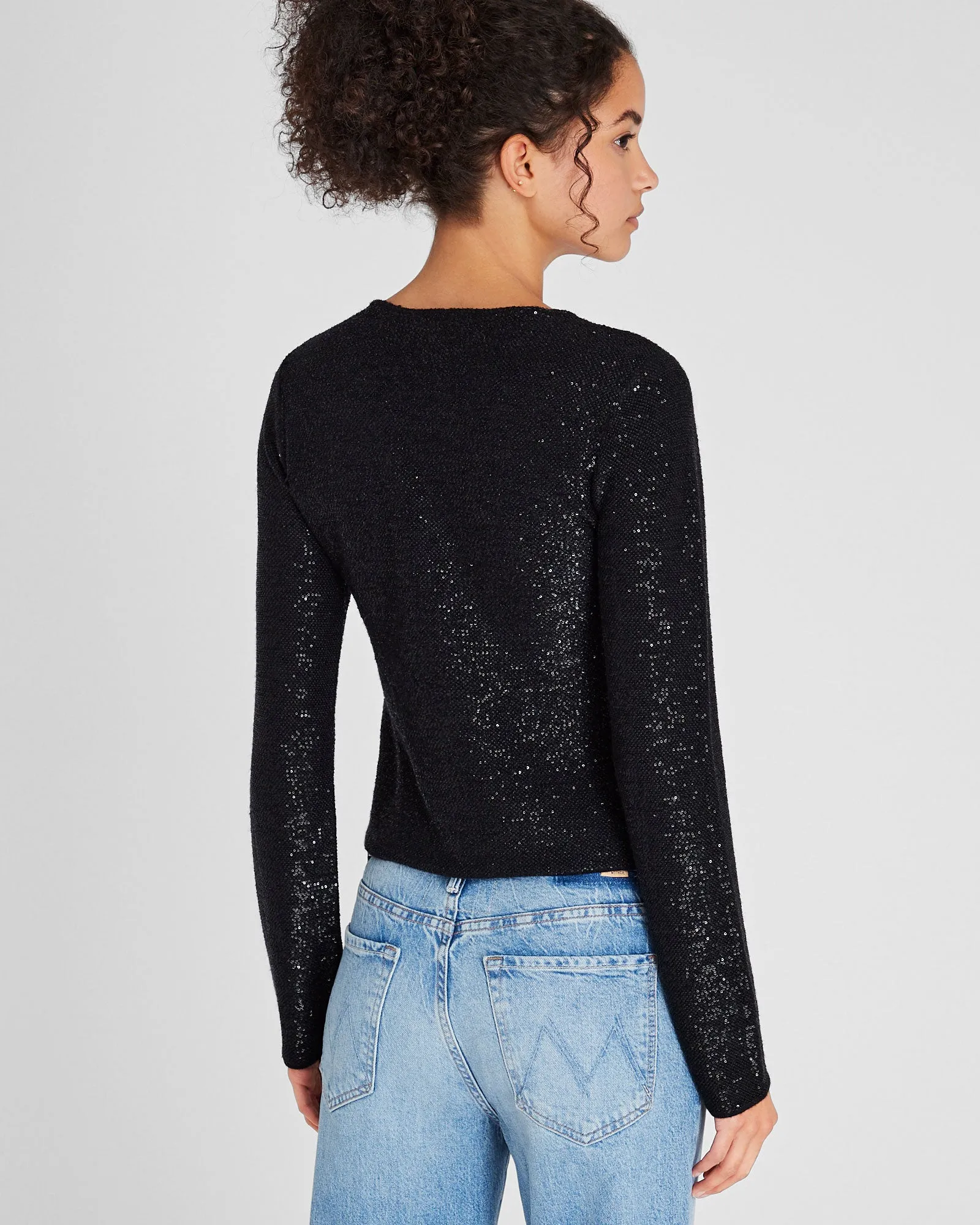Sequined Shrunken Sweater