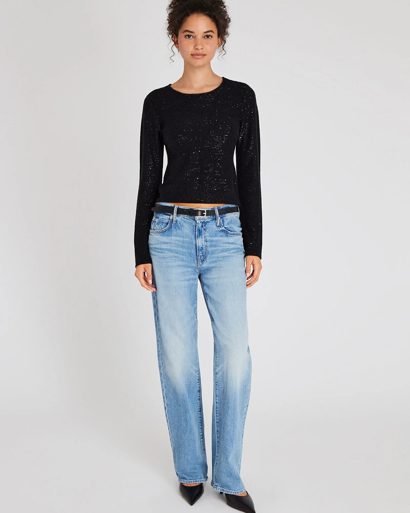 Sequined Shrunken Sweater