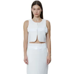 Sequined Suit Vest in White