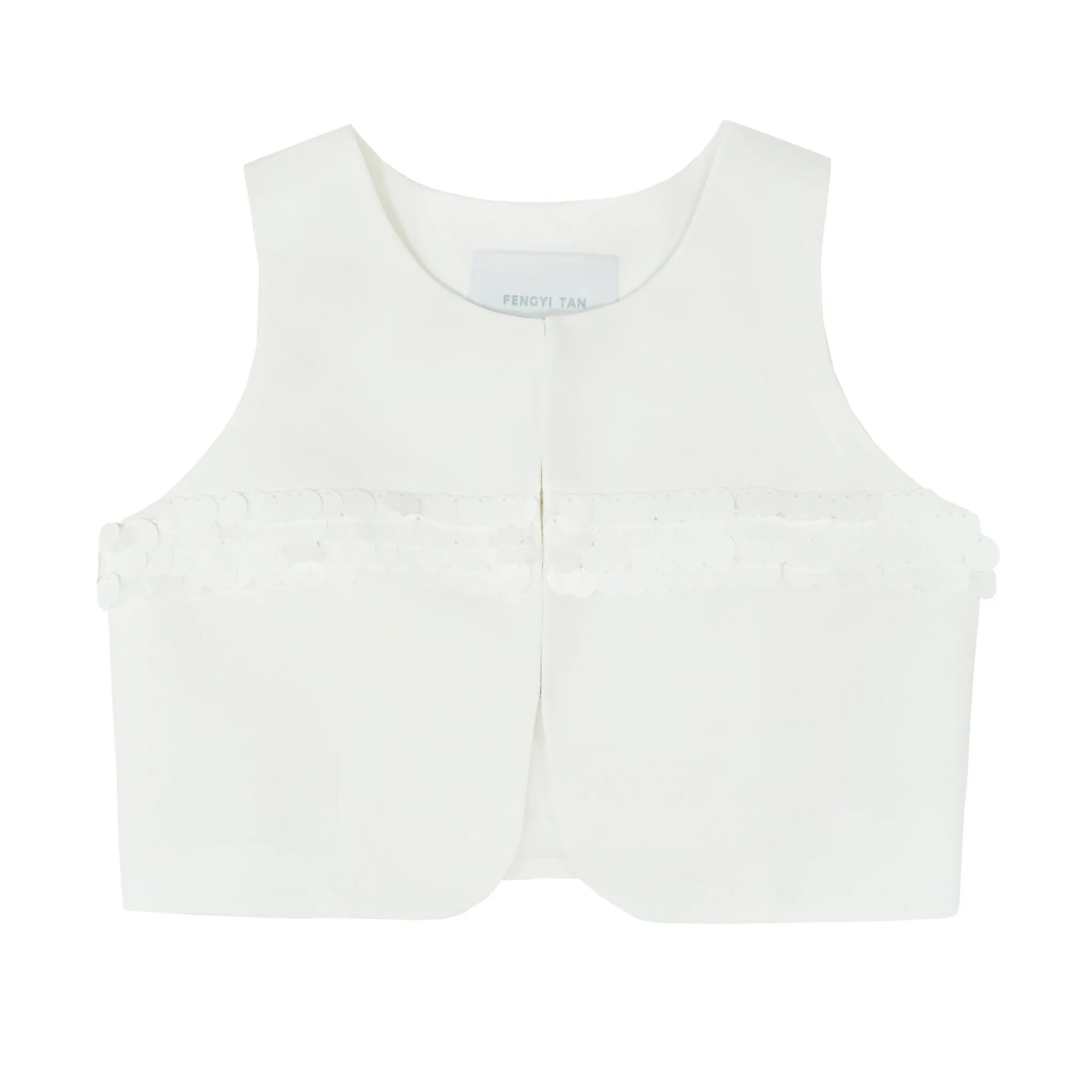 Sequined Suit Vest in White