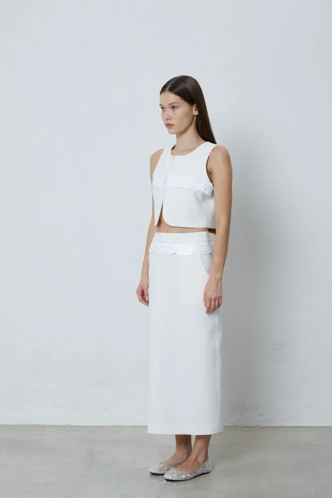 Sequined Suit Vest in White