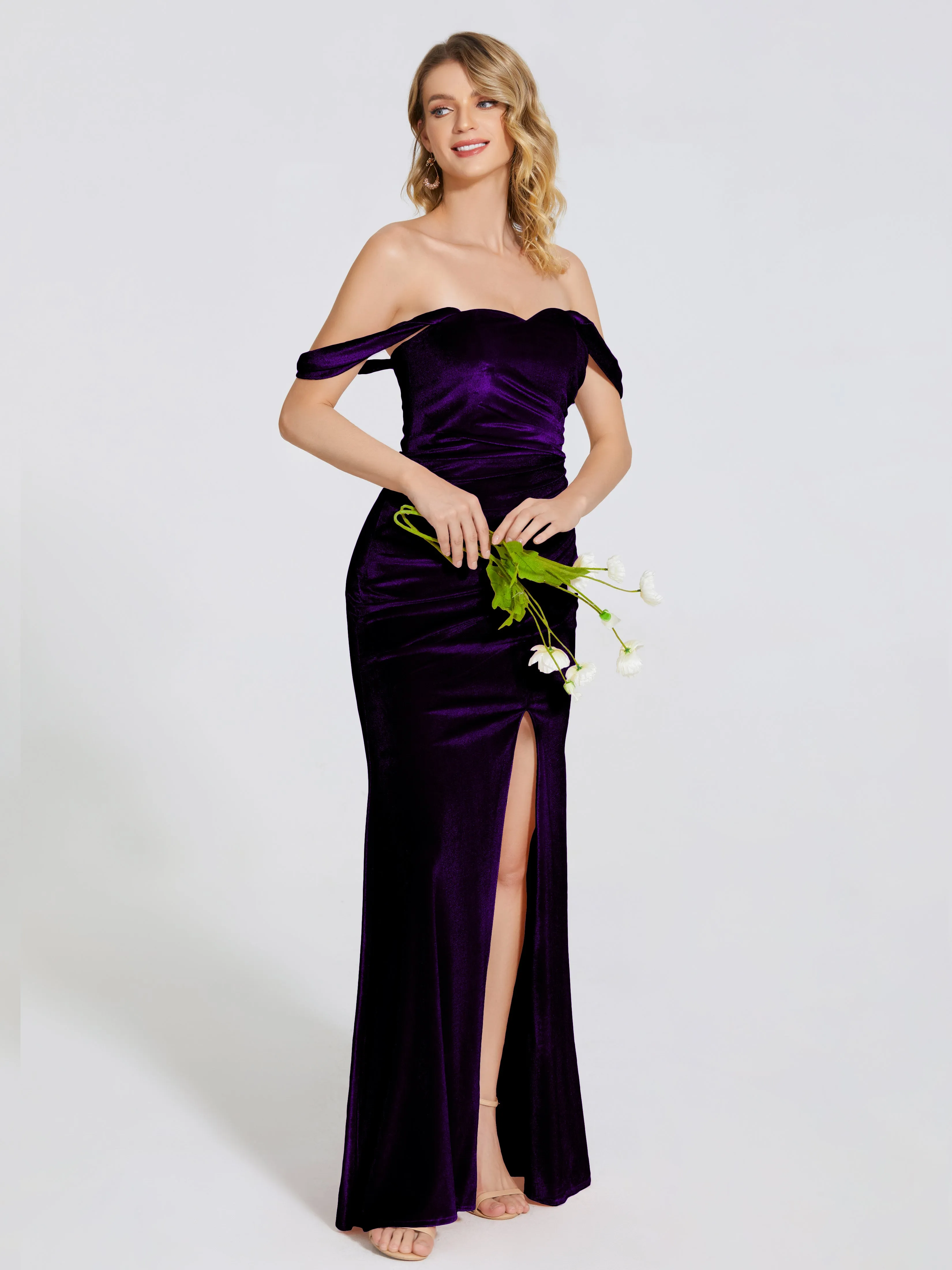 Sienna Pretty Split Velvet Bridesmaid Dresses