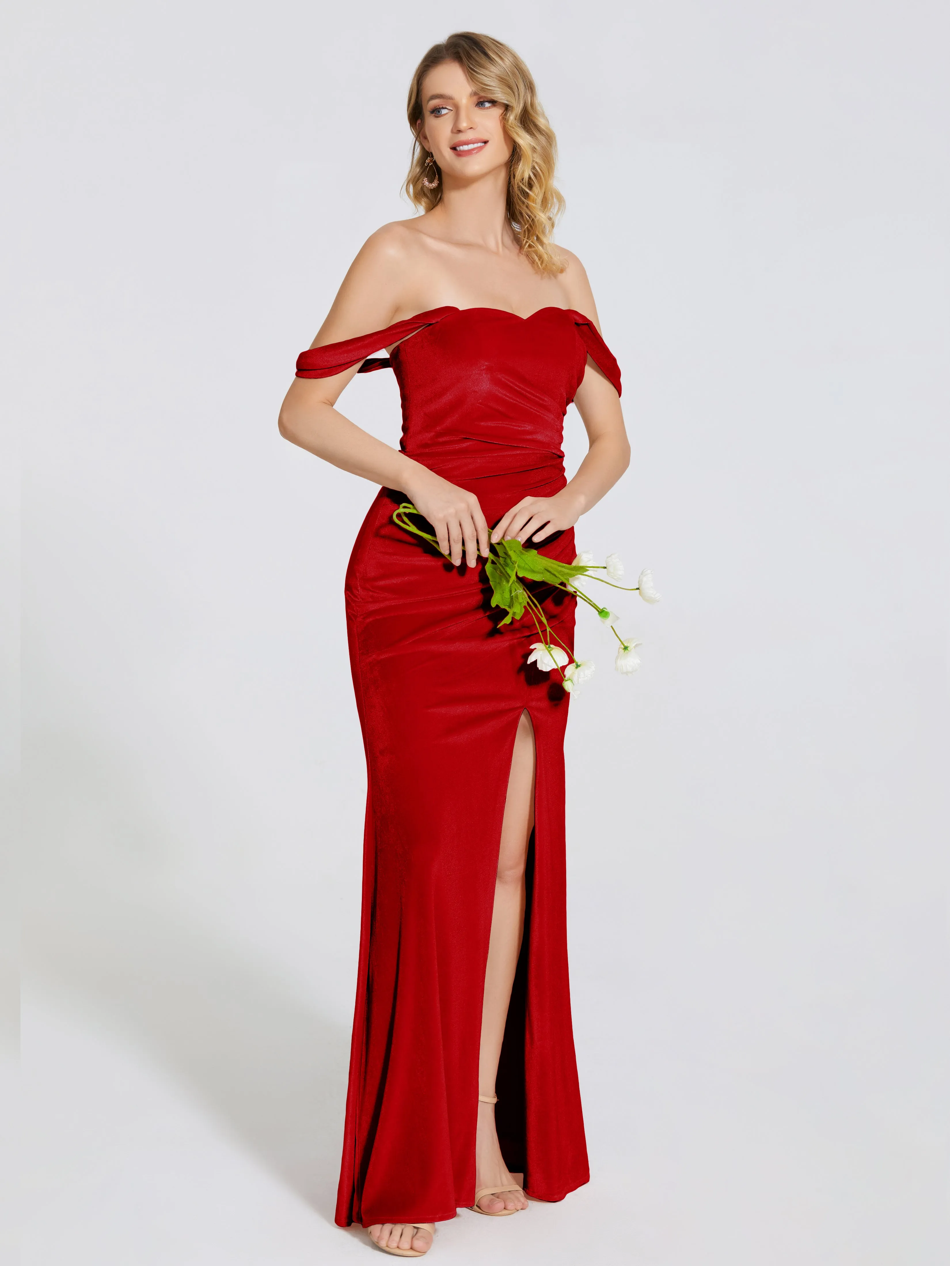 Sienna Pretty Split Velvet Bridesmaid Dresses