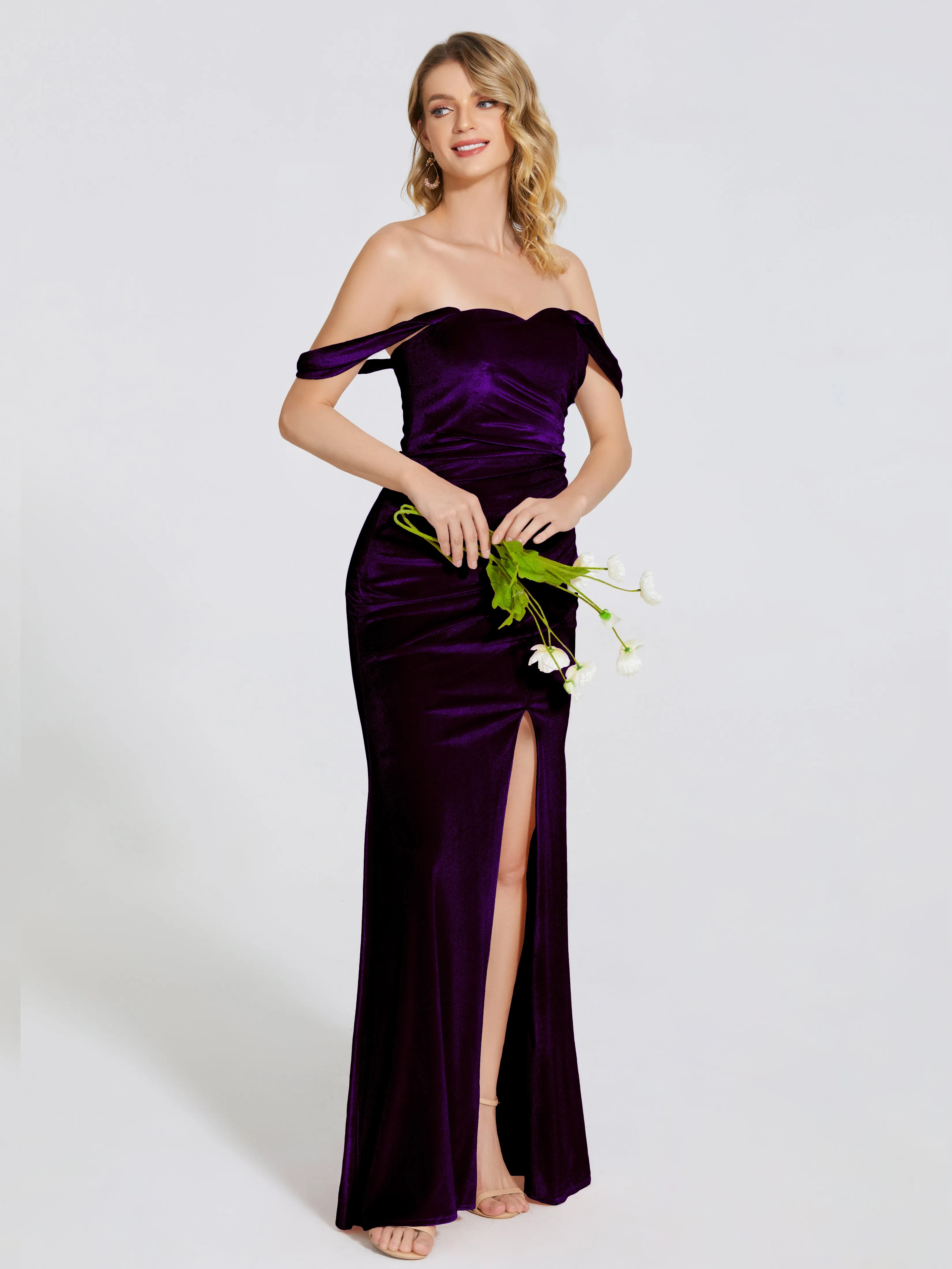 Sienna Pretty Split Velvet Bridesmaid Dresses
