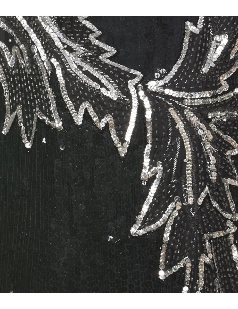 Silk Sequined Evening Top - L