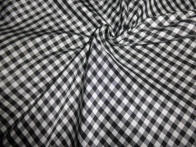 Silk taffeta black / white plaids 54&quot; wide TAF#C1[6]