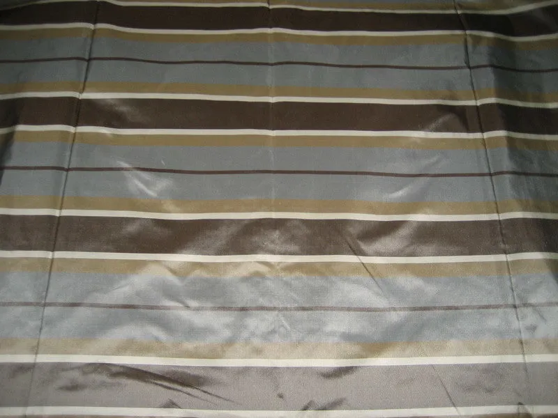 Silk Taffeta Fabric Shades of grey olive ivory  Stripes 54&quot; wide TAF#S32