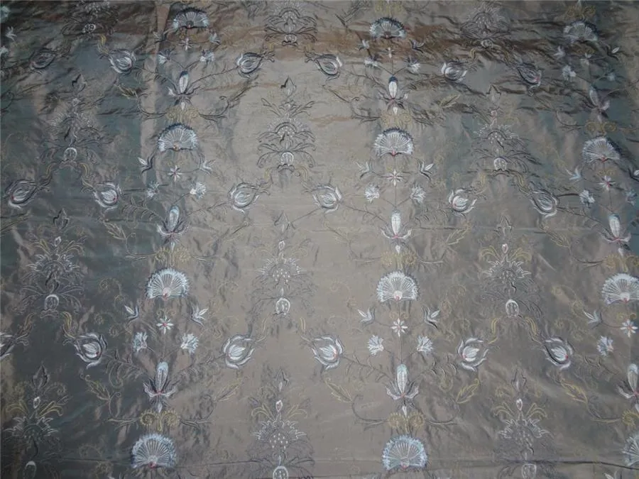 SILK TAFFETA ICY  BLUE, CLOUDY BLUE COLOR EMBROIDERY TAF#E7