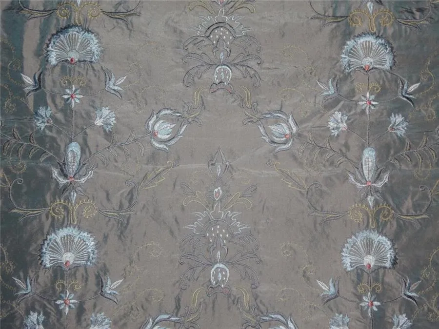 SILK TAFFETA ICY  BLUE, CLOUDY BLUE COLOR EMBROIDERY TAF#E7