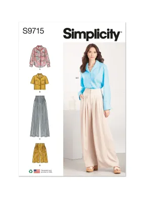 Simplicity Pattern S9715 Misses Shirt, Pants and Shorts