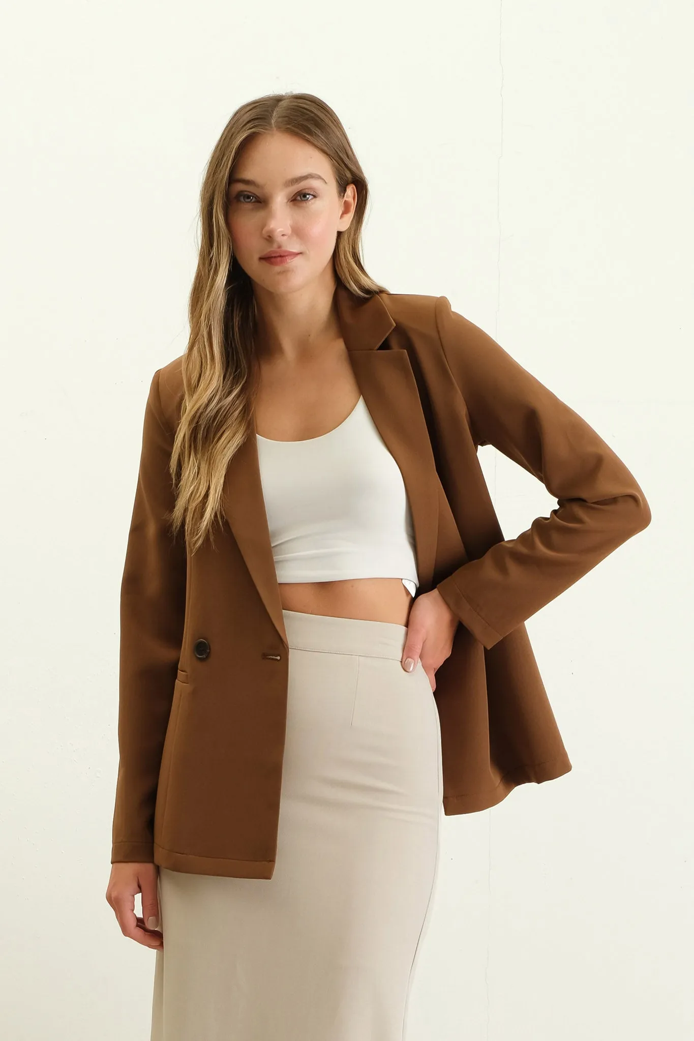 SOLID DOUBLE BREASTED JACKET