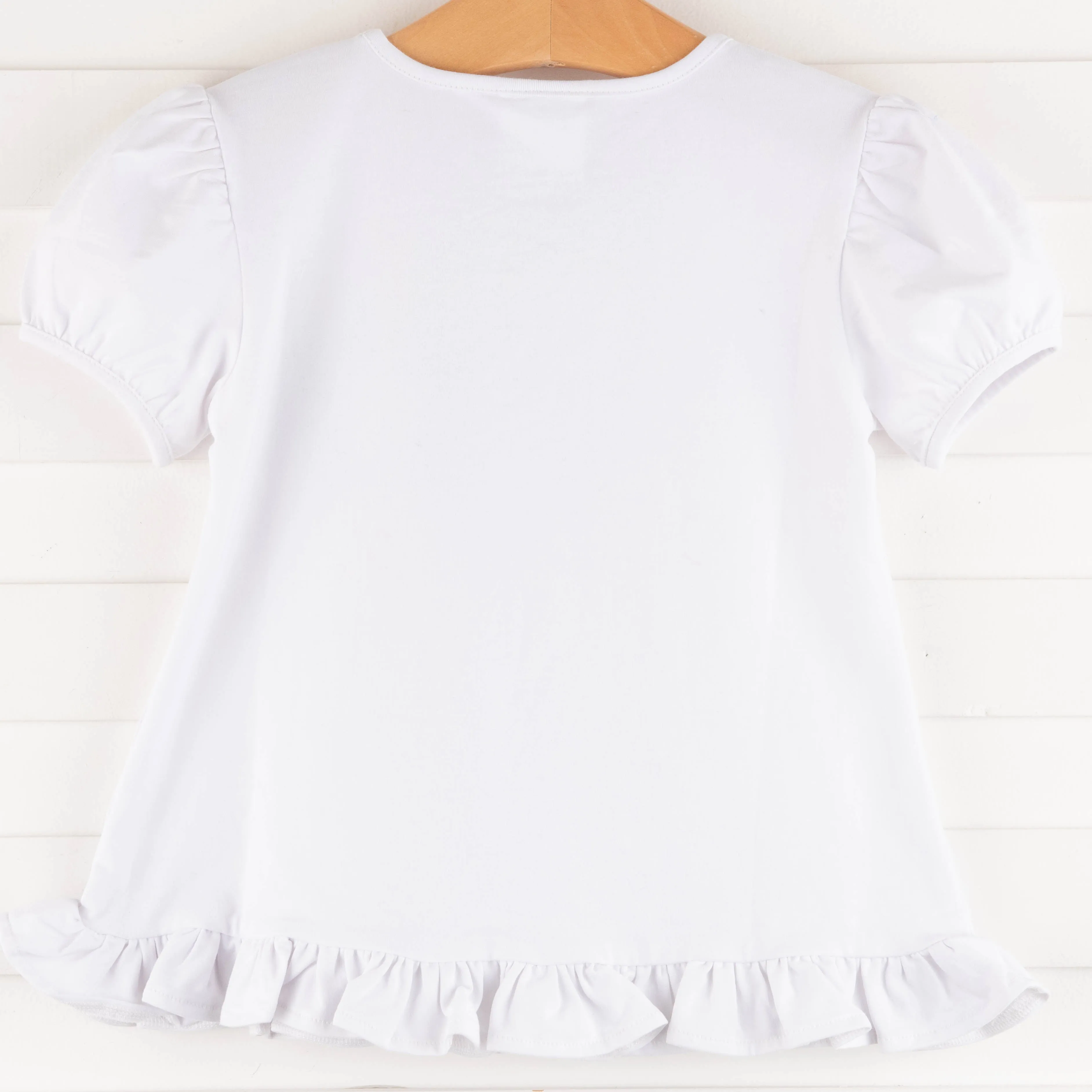 Sweet Freedom Ruffle Applique Shirt, White