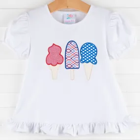 Sweet Freedom Ruffle Applique Shirt, White