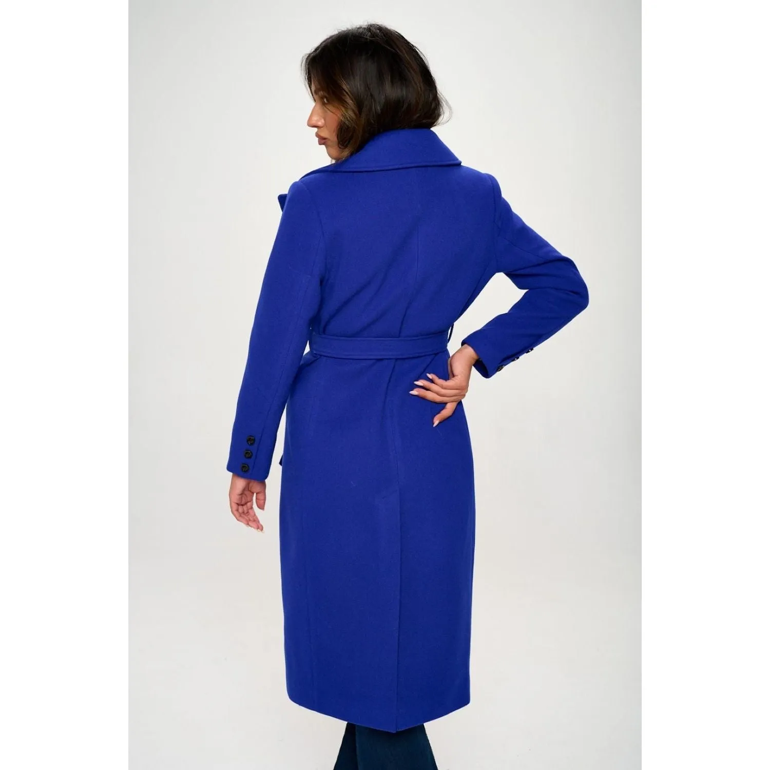 The Joliet Royal Blue Double-Breasted Coat with Belt