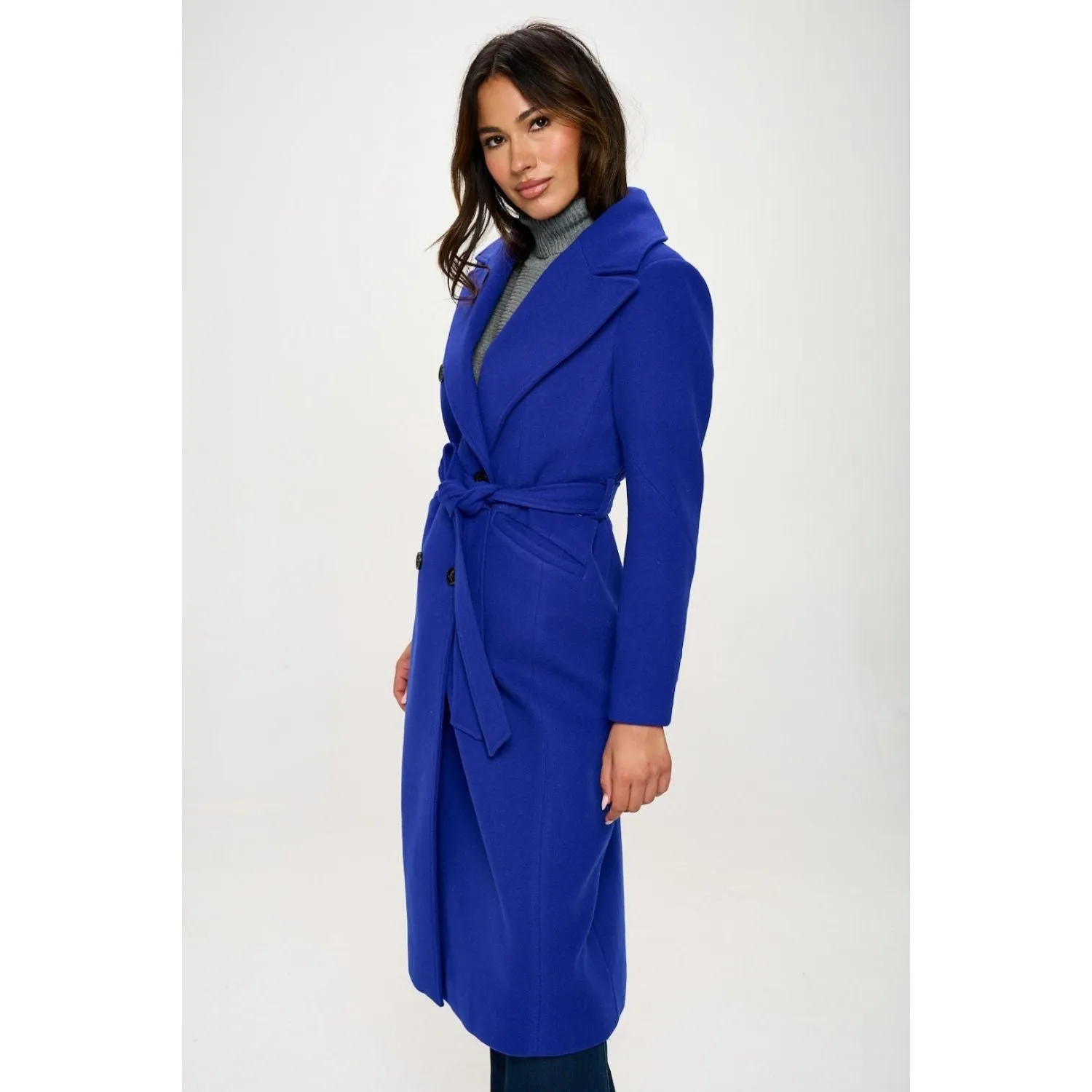 The Joliet Royal Blue Double-Breasted Coat with Belt